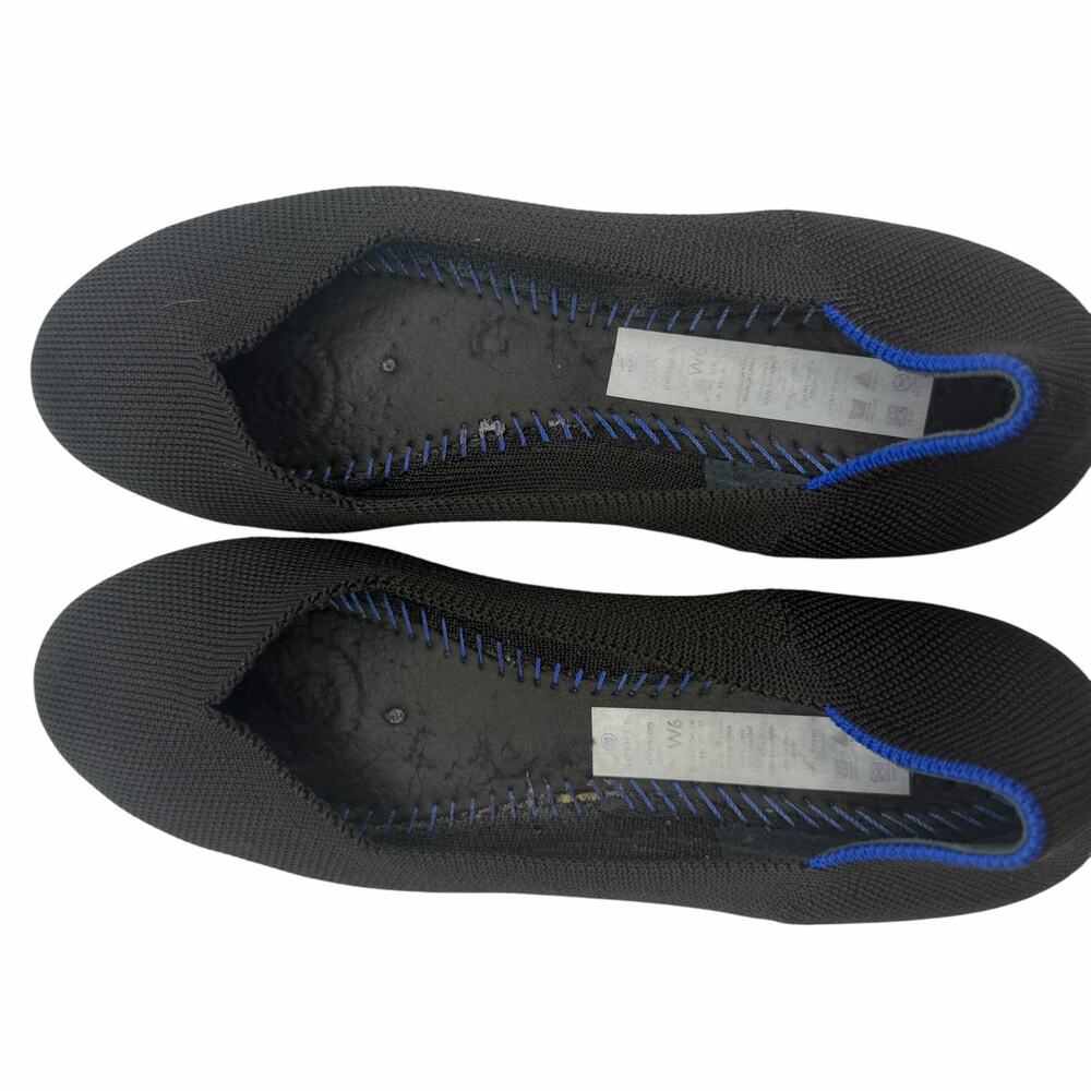 Rothy’s The Flat Black Round Toe Slip On Size 6 Knit Comfort Classic‎ Washable - Picture 6 of 14